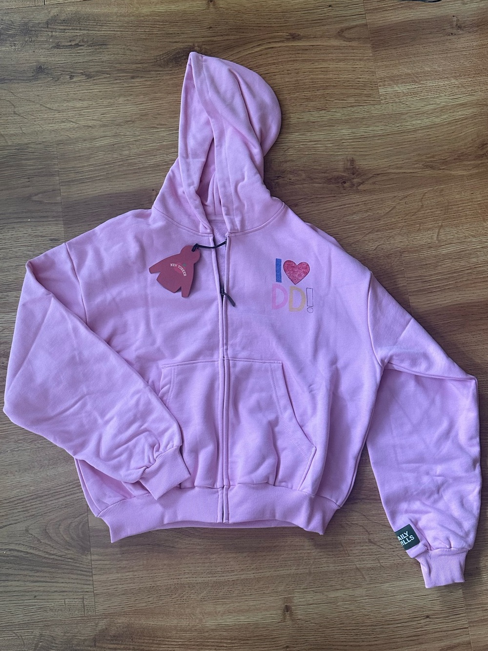 Daily Drills The Souvenir Zip-Up Hoodie with I ♥ DDL Graphic in Taffy